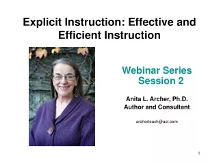 Explicit Instruction: Effective and Efficient Instruction