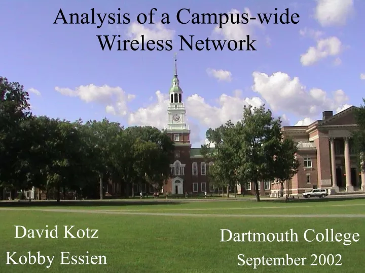 analysis of a campus wide wireless network
