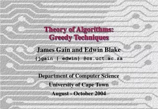Theory of Algorithms: Greedy Techniques