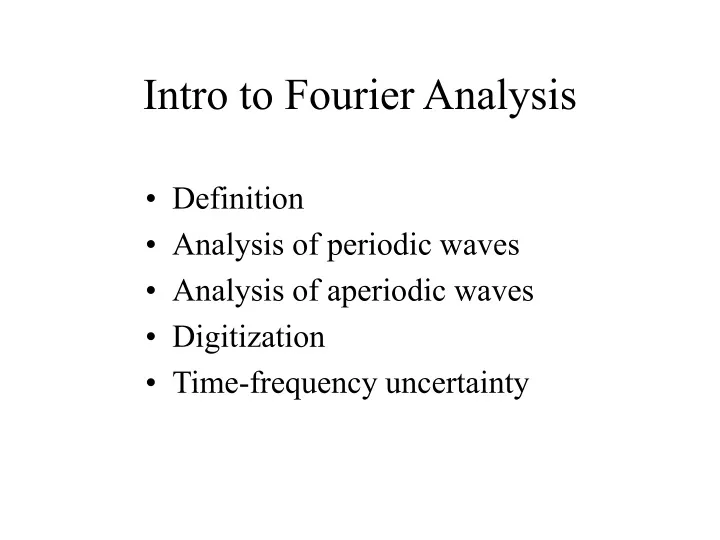 intro to fourier analysis