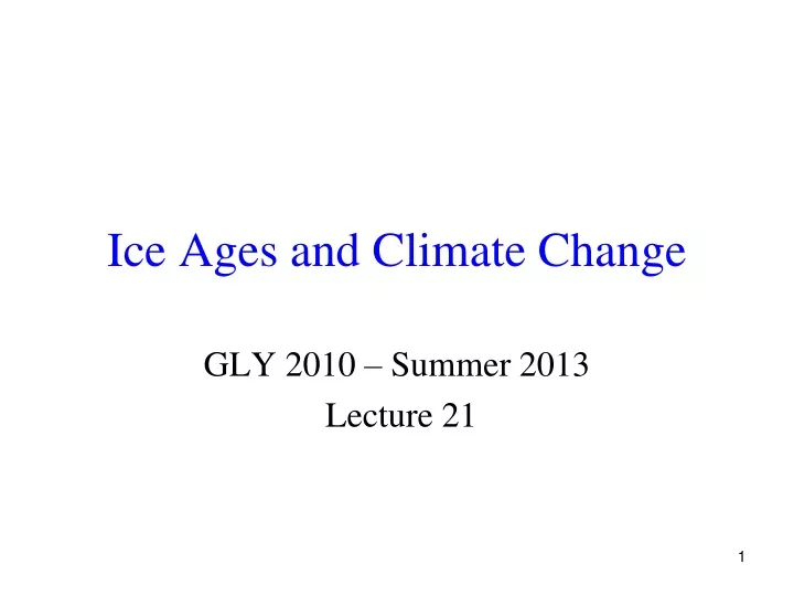 ice ages and climate change