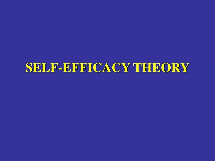self efficacy theory