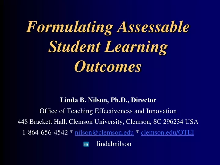 formulating assessable student learning outcomes