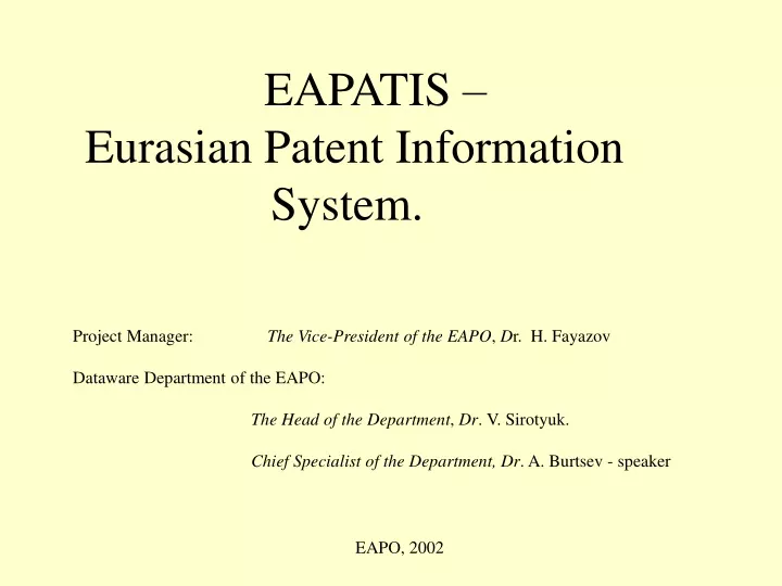 eapatis eurasian patent information system
