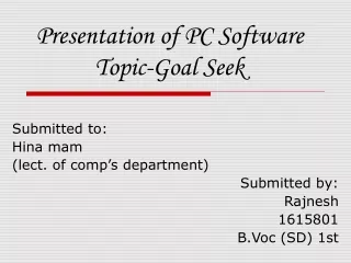 Presentation of PC Software Topic-Goal Seek