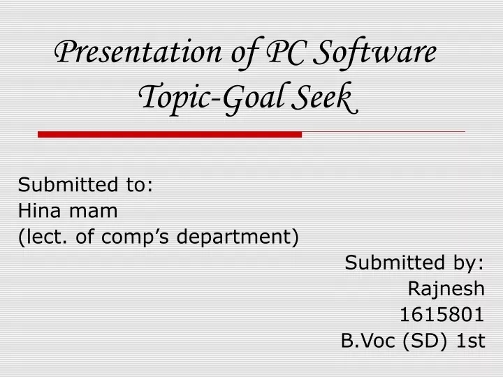 presentation of pc software topic goal seek