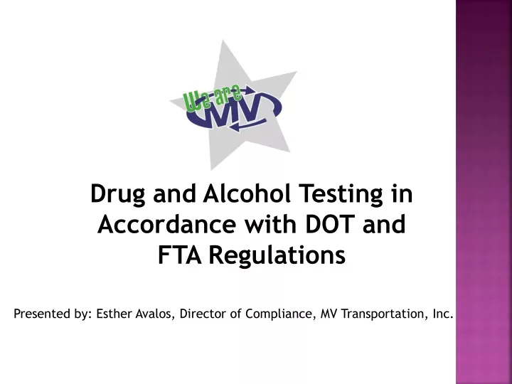 drug and alcohol testing in accordance with