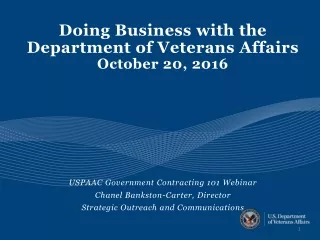 Doing Business with the Department of Veterans Affairs  October 20, 2016