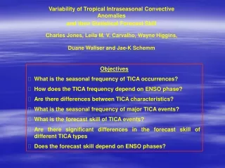 Variability of Tropical Intraseasonal Convective Anomalies and their Statistical Forecast Skill