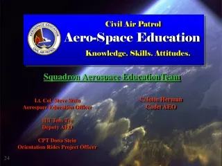 Lt. Col. Steve Stein Aerospace Education Officer 1LT Tom Tye Deputy AEO CPT Dona Stein