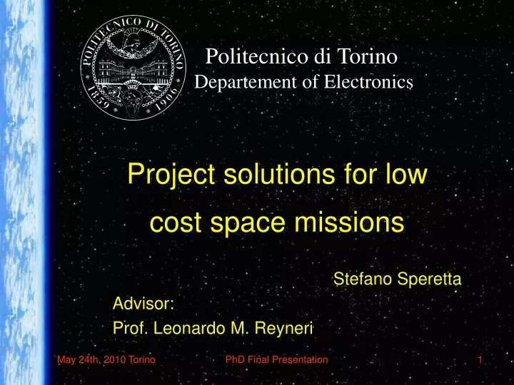 project solutions for low cost space missions