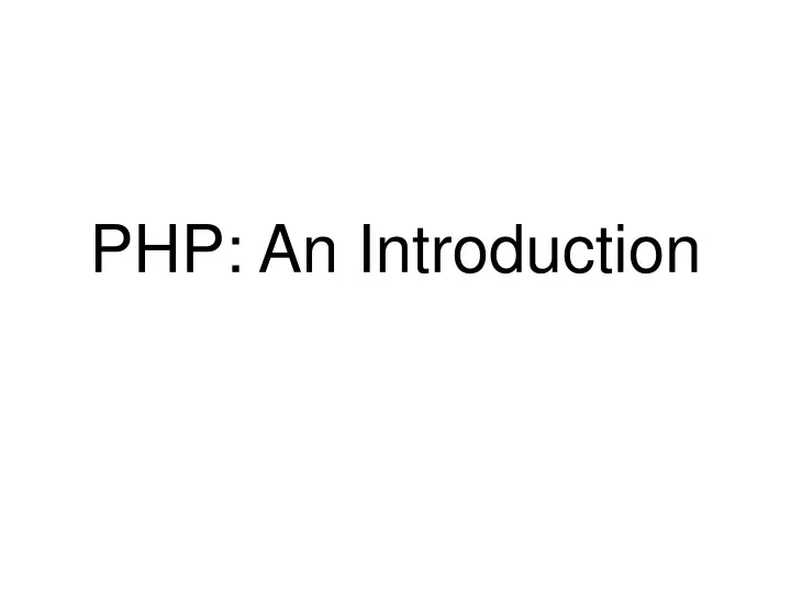 php an introduction