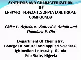 SYNTHESIS AND CHARACTERIZATION  OF