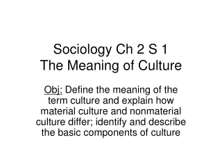 Sociology Ch 2 S 1 The Meaning of Culture