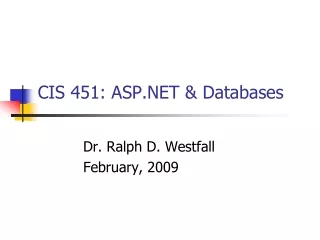 CIS 451: ASP.NET &amp; Databases