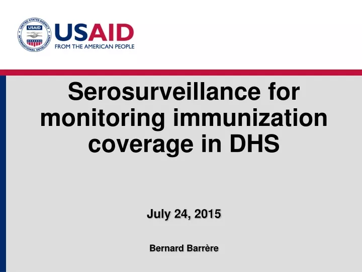 serosurveillance for monitoring immunization