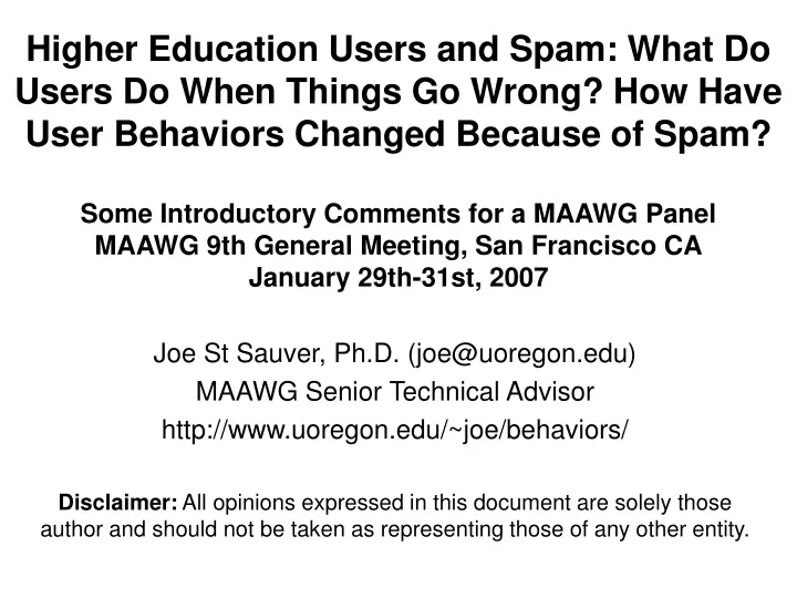 higher education users and spam what do users