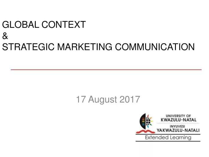 global context strategic marketing communication