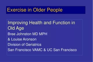 Exercise in Older People