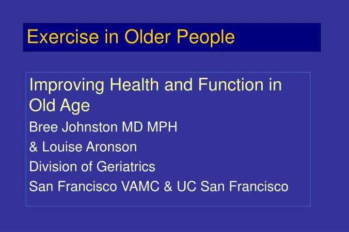 exercise in older people