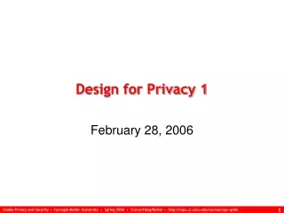 Design for Privacy 1