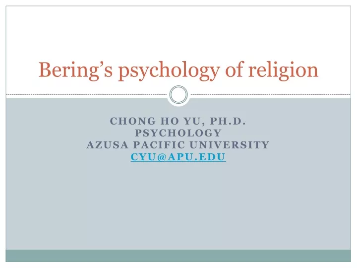bering s psychology of religion