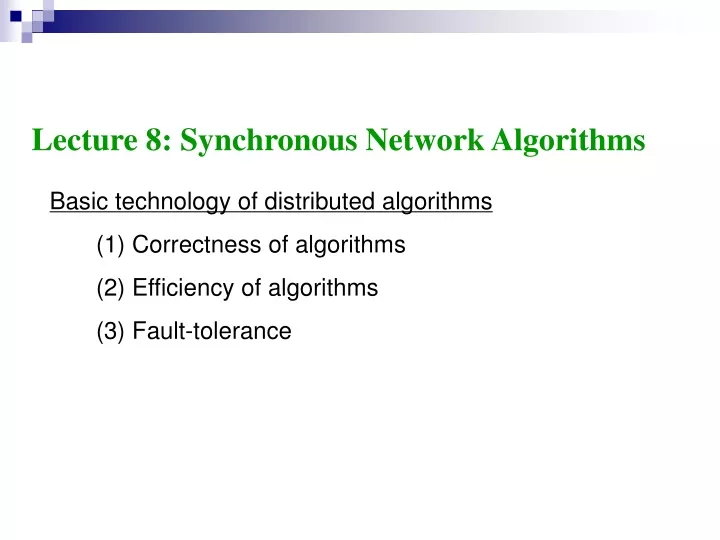 lecture 8 synchronous network algorithms