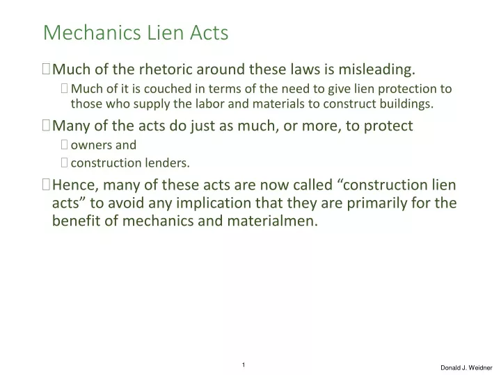 mechanics lien acts