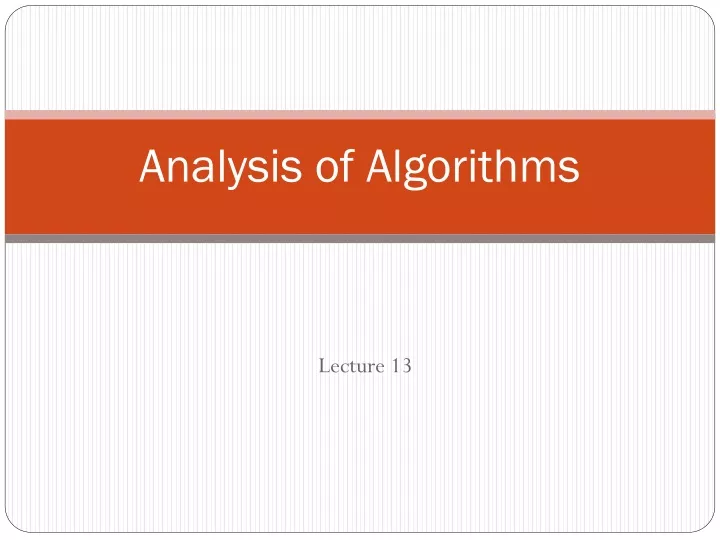 analysis of algorithms