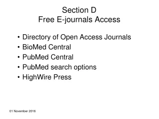 Section D Free E-journals Access