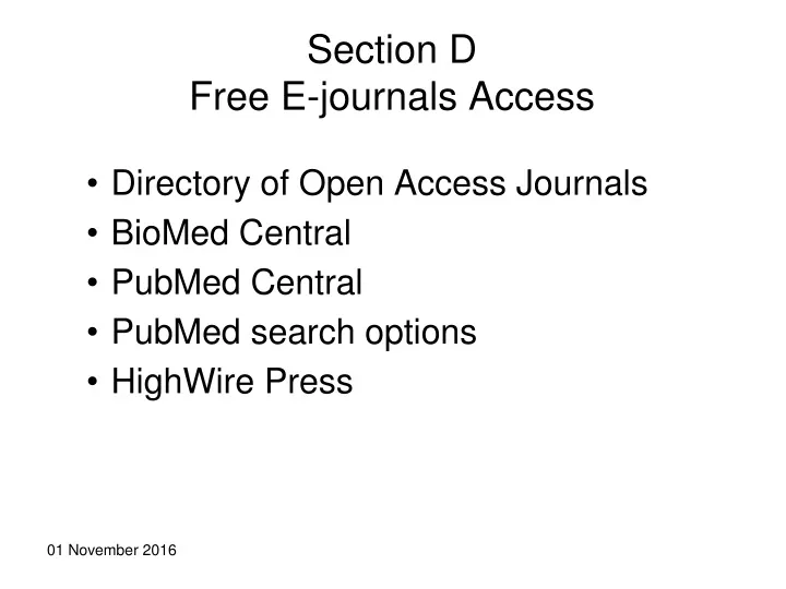 section d free e journals access