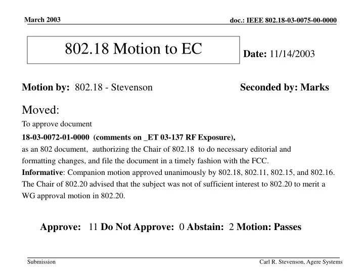 802 18 motion to ec