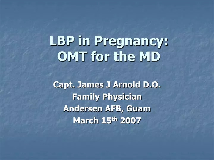 lbp in pregnancy omt for the md