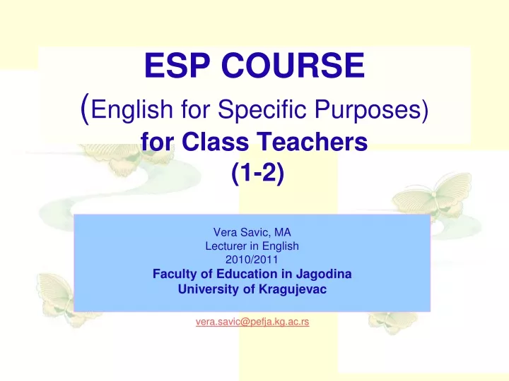 esp course english for specific purposes for class teachers 1 2