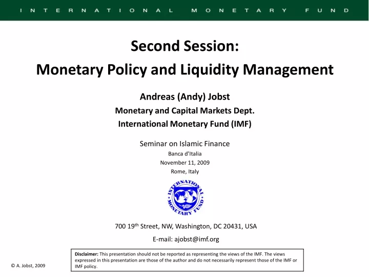 second session monetary policy and liquidity