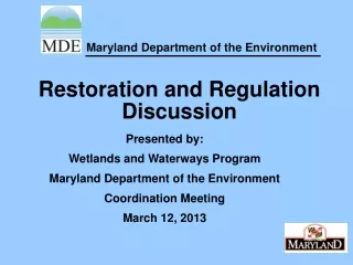 Restoration and Regulation Discussion