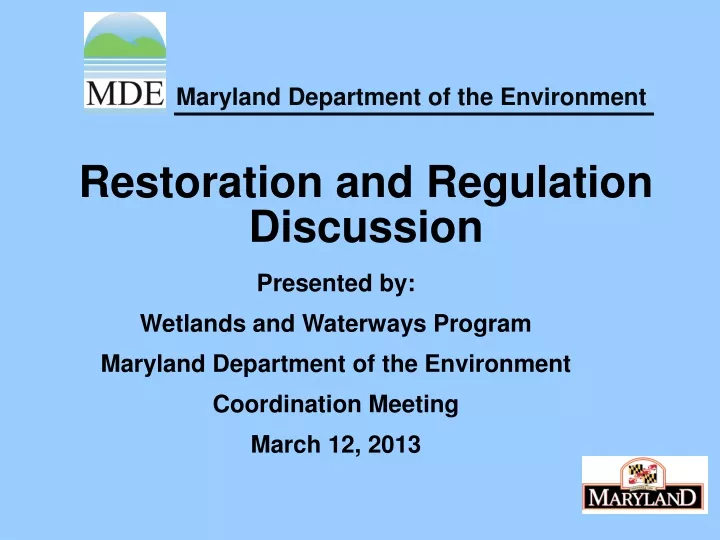 restoration and regulation discussion