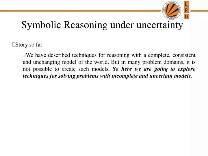 symbolic reasoning under uncertainty