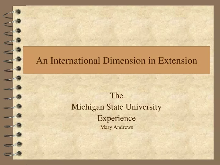 an international dimension in extension