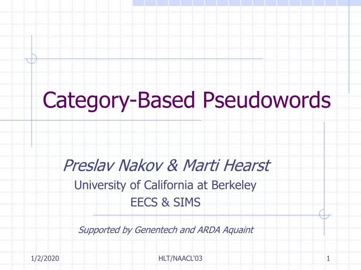 category based pseudowords