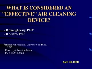 WHAT IS CONSIDERED AN &quot;EFFECTIVE&quot; AIR CLEANING DEVICE?