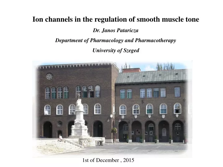 ion channels in the regulation of smooth muscle