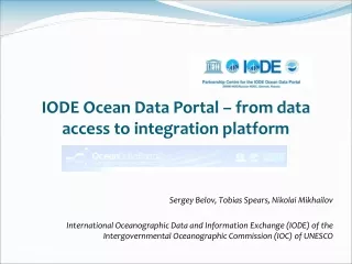 IODE Ocean Data Portal – from data access to integration platform