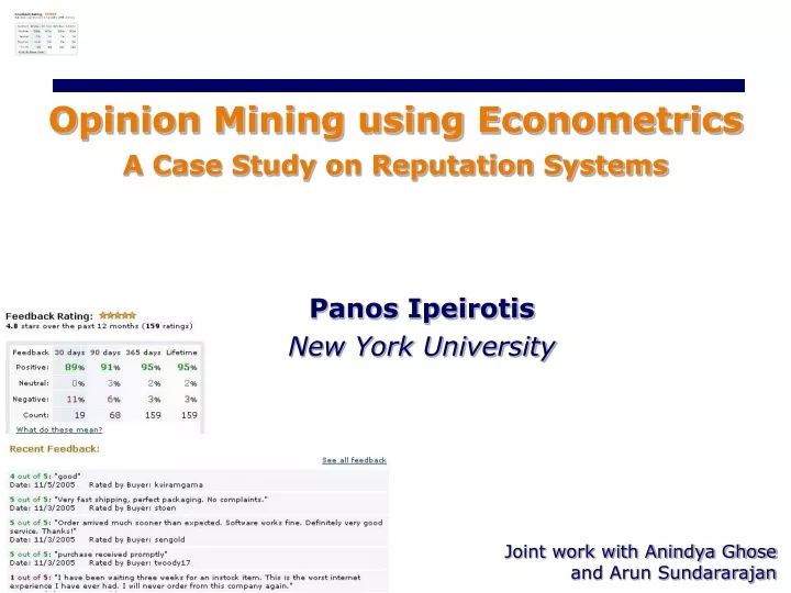 opinion mining using econometrics a case study on reputation systems