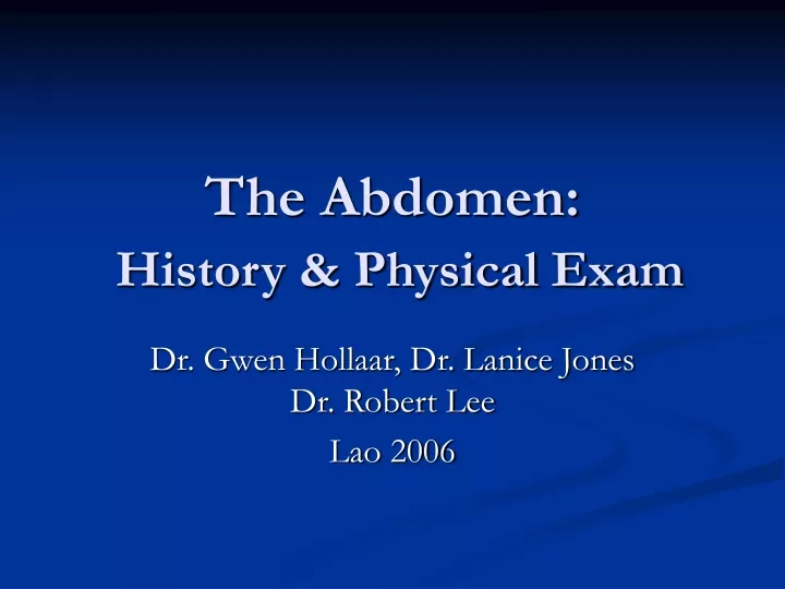the abdomen history physical exam