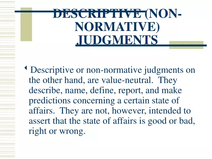 descriptive non normative judgments