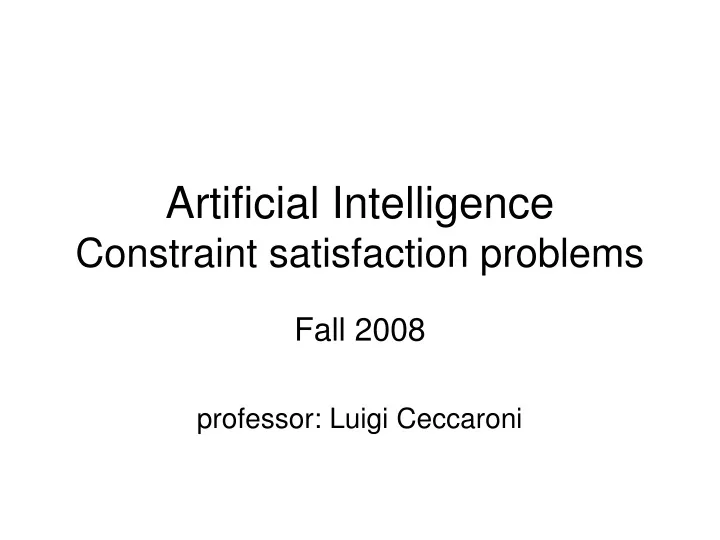 artificial intelligence constraint satisfaction problems