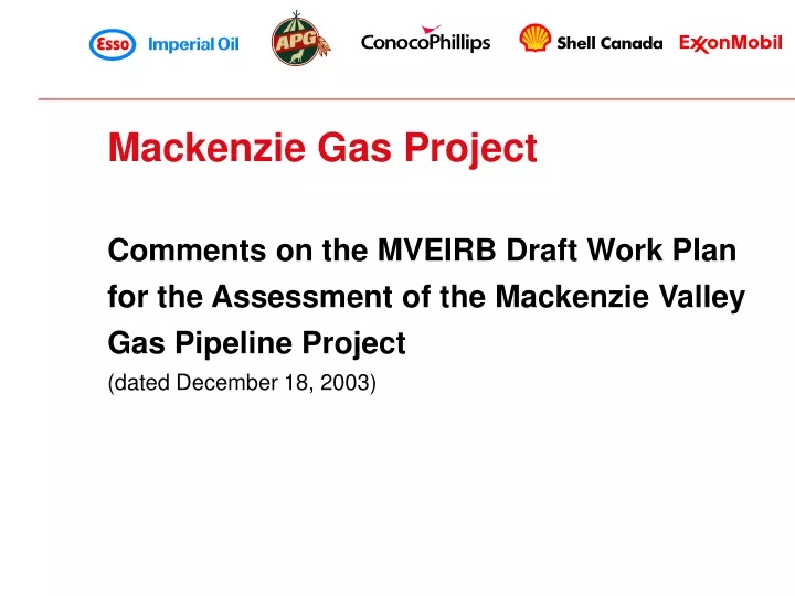 mackenzie gas project comments on the mveirb