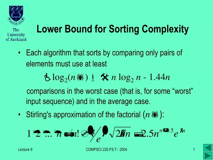 lower bound for sorting complexity