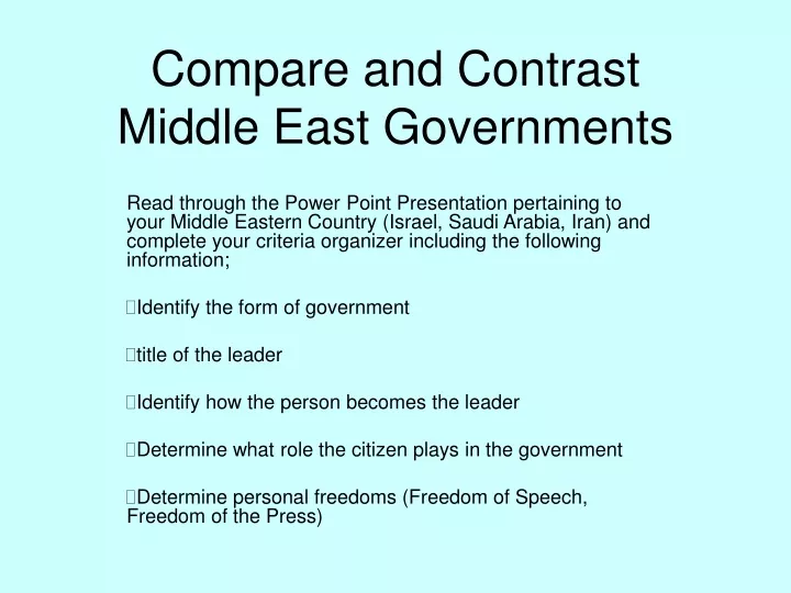 compare and contrast middle east governments